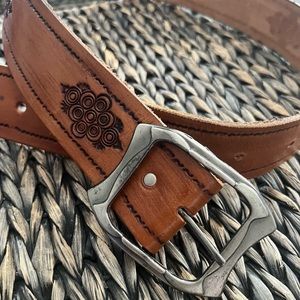 Vintage Handtooled Leather Belt/Unisex